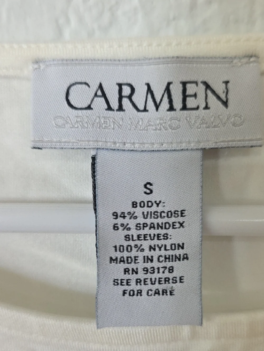 Carmen Marc Valvo Cream Lace-Sleeve Scoop Neck Top Size S - Picture 2 of 3